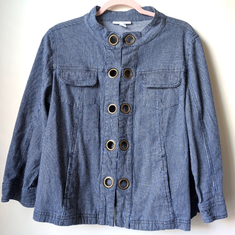 Dressbarn Blue and White Jean Jacket